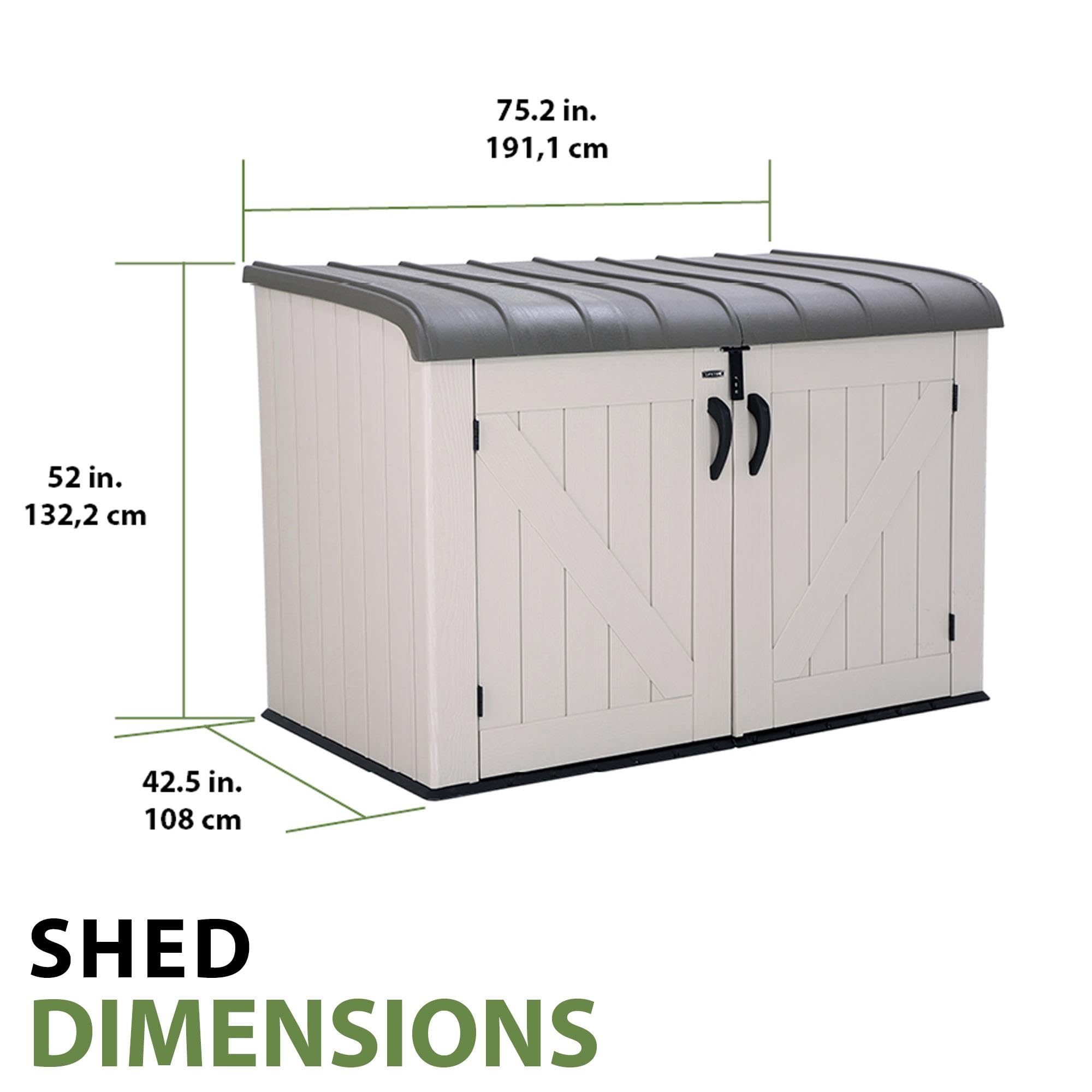 LIFETIME 60170 6 x 3.5 ft Heavy Duty Low Plastic Shed Horizontal Storage Box - Desert Sand/White — view 6