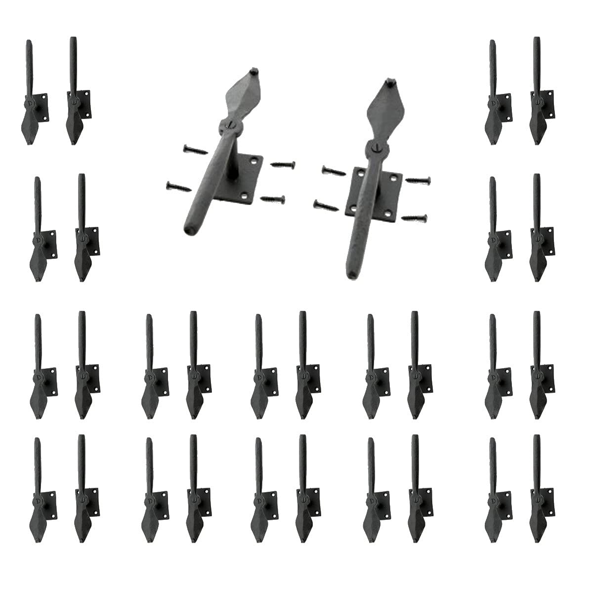 Renovators Supply Black Shutter Dogs 7 In Decorative Spoon Shaped Wrought Iron Shutter Dogs With Mounting Hardware Pack Of 15