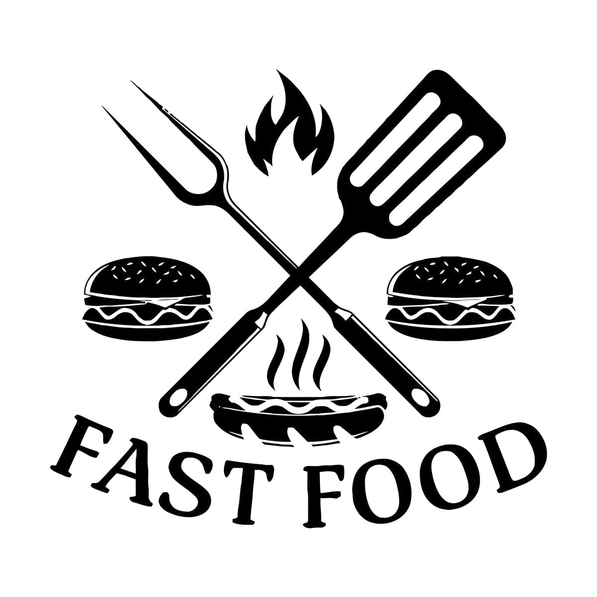 Fast Food Sign Window Stickers Hamburger Rapid Delicious Food Restaurant Logo Decals Vinyl Home Decor Dining Room Kitchen Extra Large - 90x84cm โ image 1