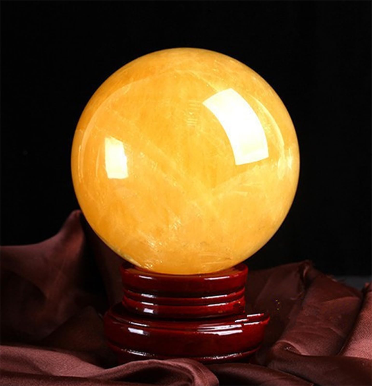 AARTERZZA Beautiful Topaz Crystal Ball,Quartz Sphere with Stand Home Decor Ornaments Prosperous Invite Wealth + Pedestal,150mm/5.9in