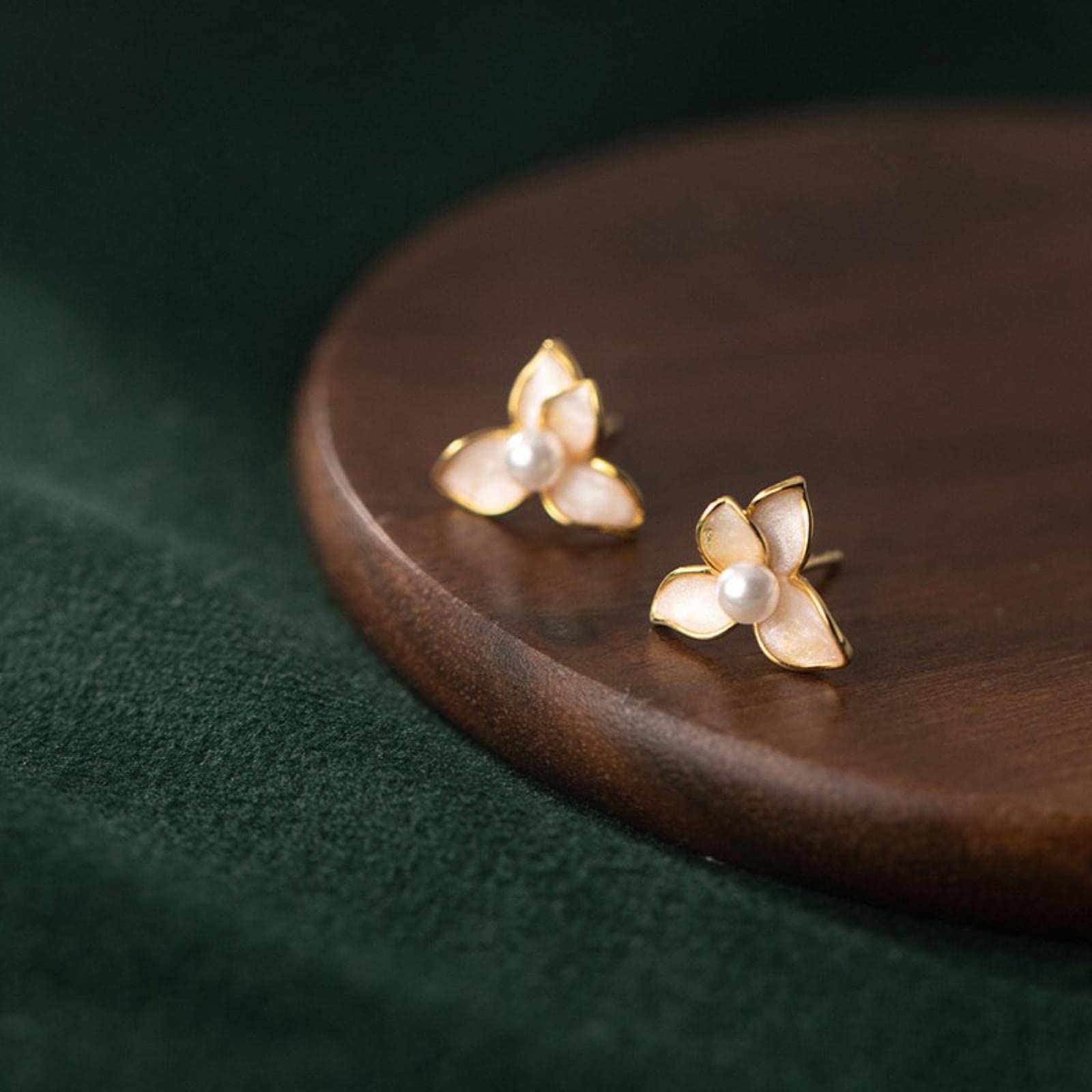 Boucles d'oreilles Argent 925 anti-allergie avec Perles de Fleurs