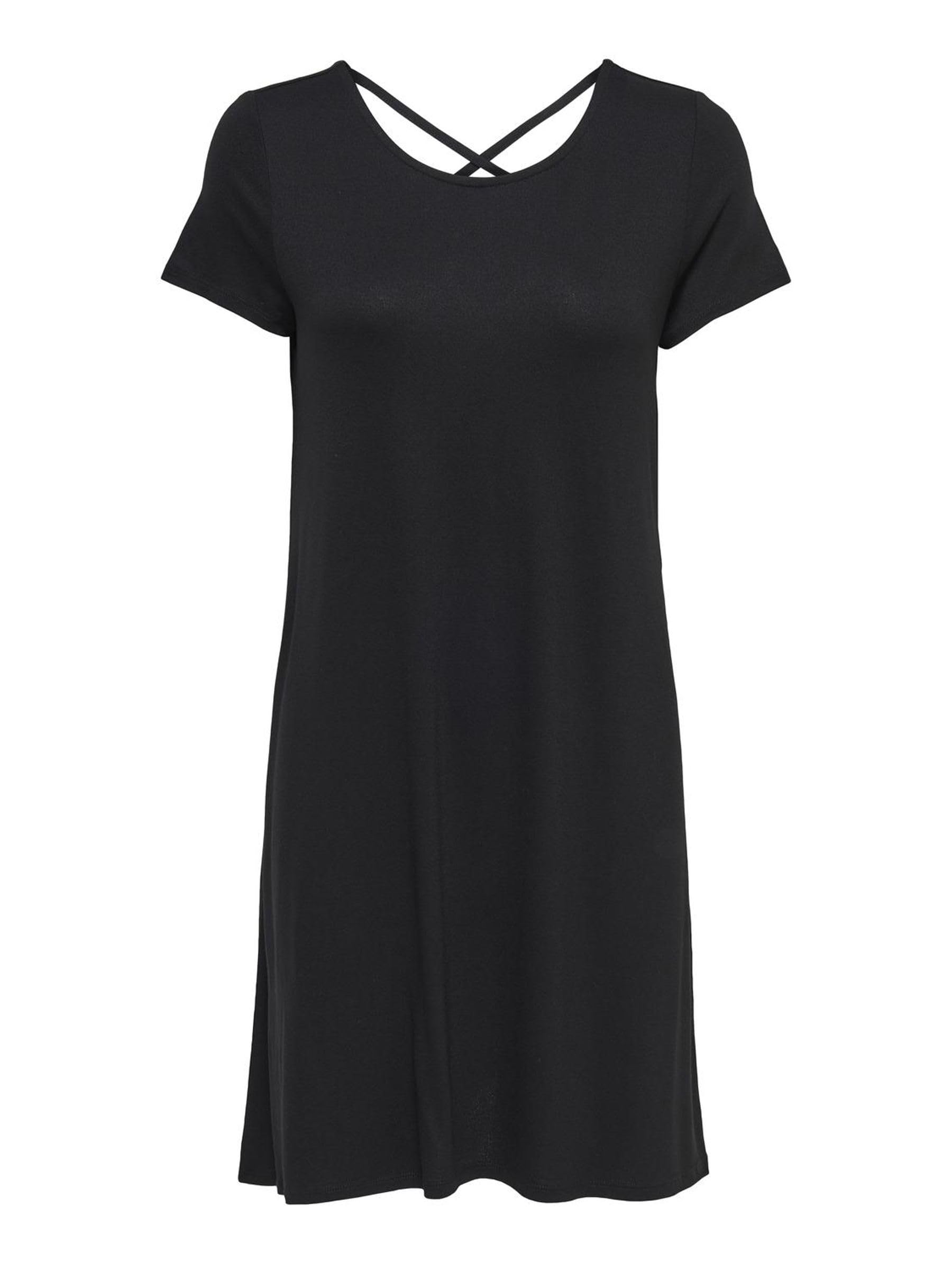ONLY Women's OnlBera Back LACE UP S/S Dress JRS NOOS Dress, Black (Black Black), Manufacturer Size L