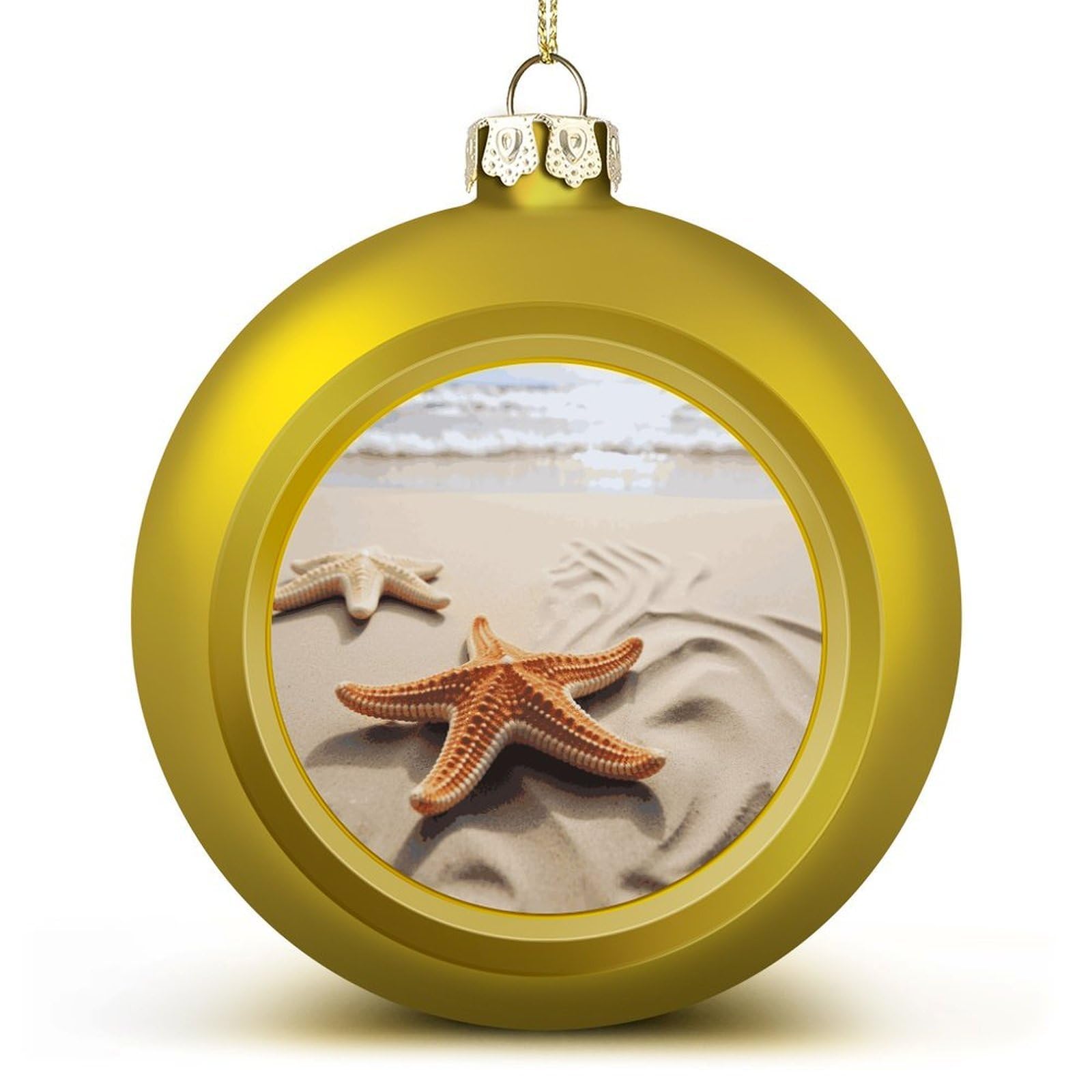 Boule de Noël étoile de mer sur le sable pour sapin