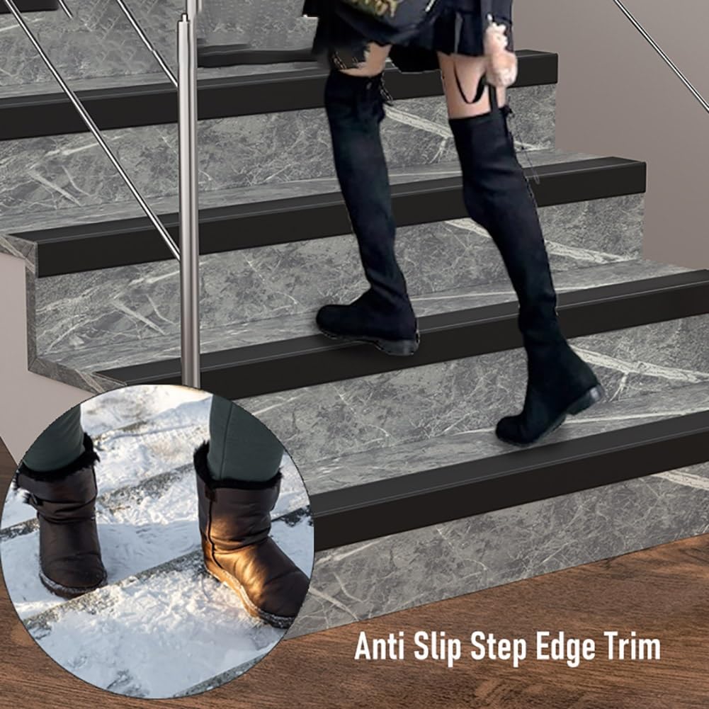 Perfil angular de borde de escalera en forma de L, longitud 100/134 cm, Perfil de protección de borde de escalón de aluminio antideslizante para interiores y exteriores(Rose gold,120cm/47 In)