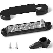 Marine Bus Bars, 1/4-inch Studs and 12#8 Terminal Screws, 12V 150A Power Distribution Ground Bus Bar, Suitable for Marine, Automotive, and Solar Wiring