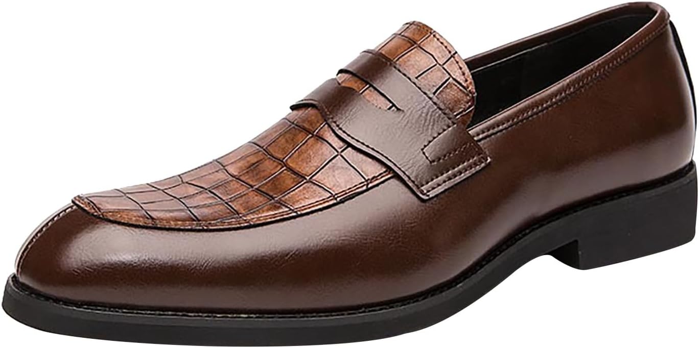 Oxford Shoes for Men, Multicoloured, Brogues, Wing Tips, Lacing, Patchwork, Two-Tone, Colour Matching, Punched, Round Toe Casual Shoes, Flat Slippers, Trekking Shoes, yellow, 7 UK