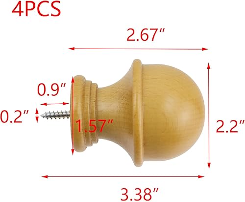 Vista 28 de T Tulead Soporte de barra de cortina de madera Soporte de barra de armario Soporte de barra de cortina de cabeza 2 piezas (blanco)