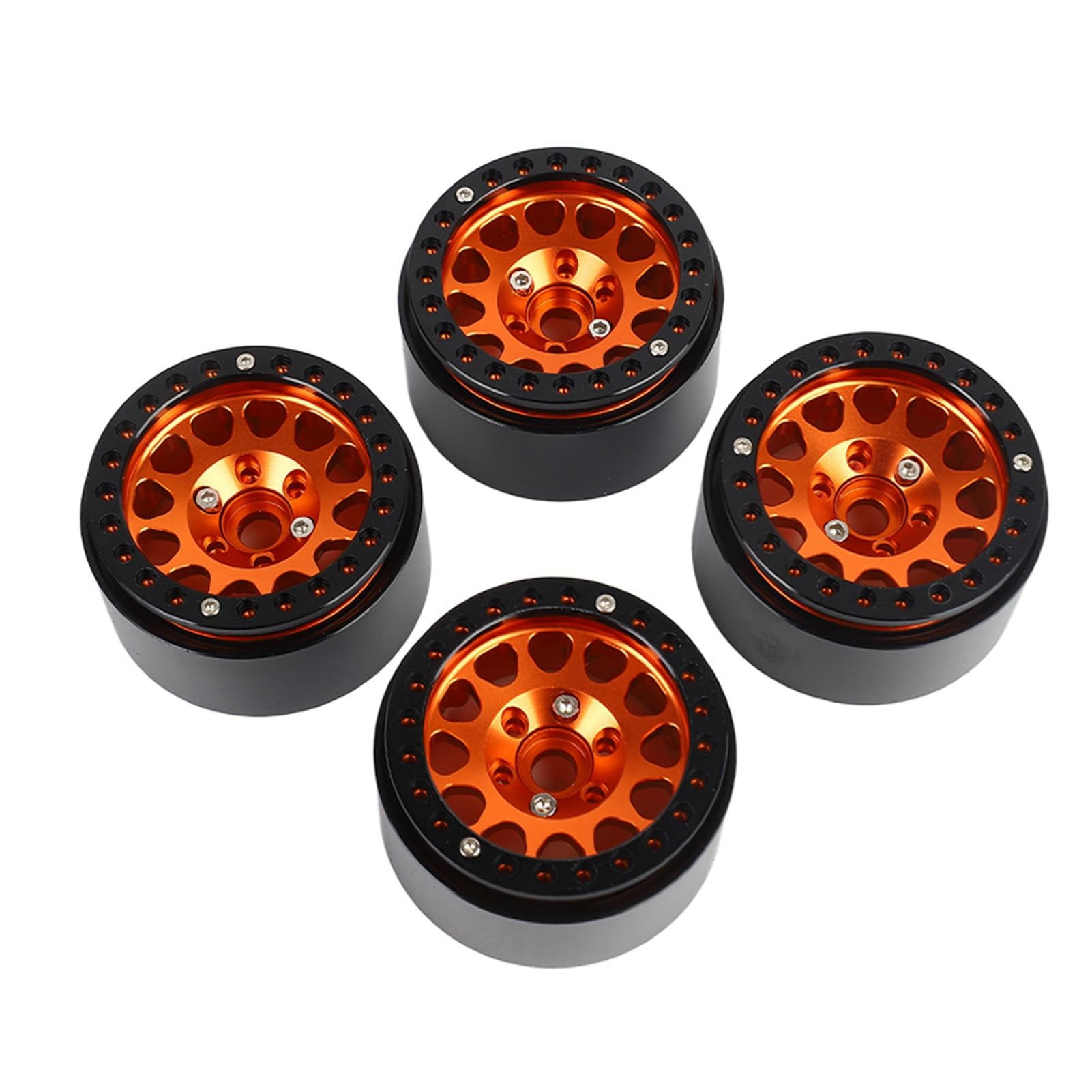 KUIDAMOS Juego de Llantas de Aleación de Metal 1:10 RC Crawler Car para Axial SCX10 / SCX10II / 90046, Negro y Plateado, Fácil Instalación, Adecuado para Excavadoras de Orugas RC 1:10 (Oro Negro)