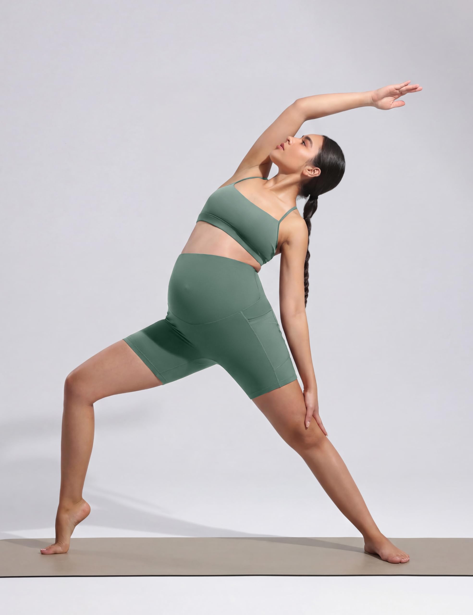 POSHDIVAH Short de Yoga de maternité pour Femme avec Poches 12,7 cm/20,3 cm