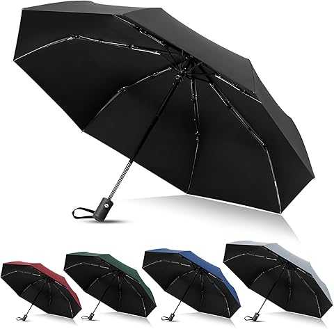 Vicloon Paraguas Plegable Automático con 8 Varillas,Abrir y Cerrar Automático,Secado Rápido 210T Tela y Mango Antideslizante – Resistente al Viento Paraguas para Adultos,Niños