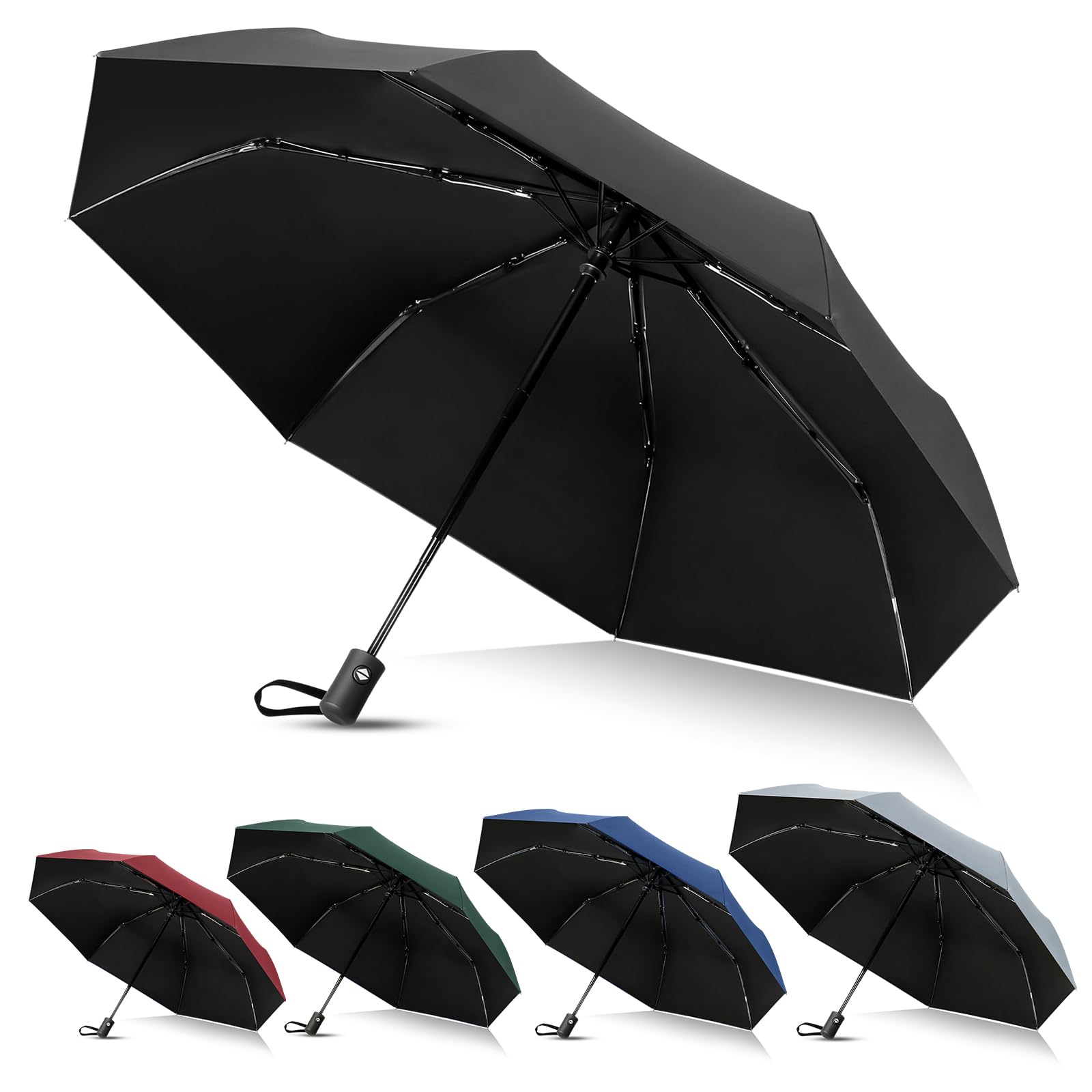 Vicloon Ombrello Pieghevole Compatto Anti-Tempesta, Ombrello Antivento Automatico per Uomo, Ombrello Portatile Automatico Pieghevole Compatto Resistente Leggero con 8 Stecche Rinforzate in Teflon