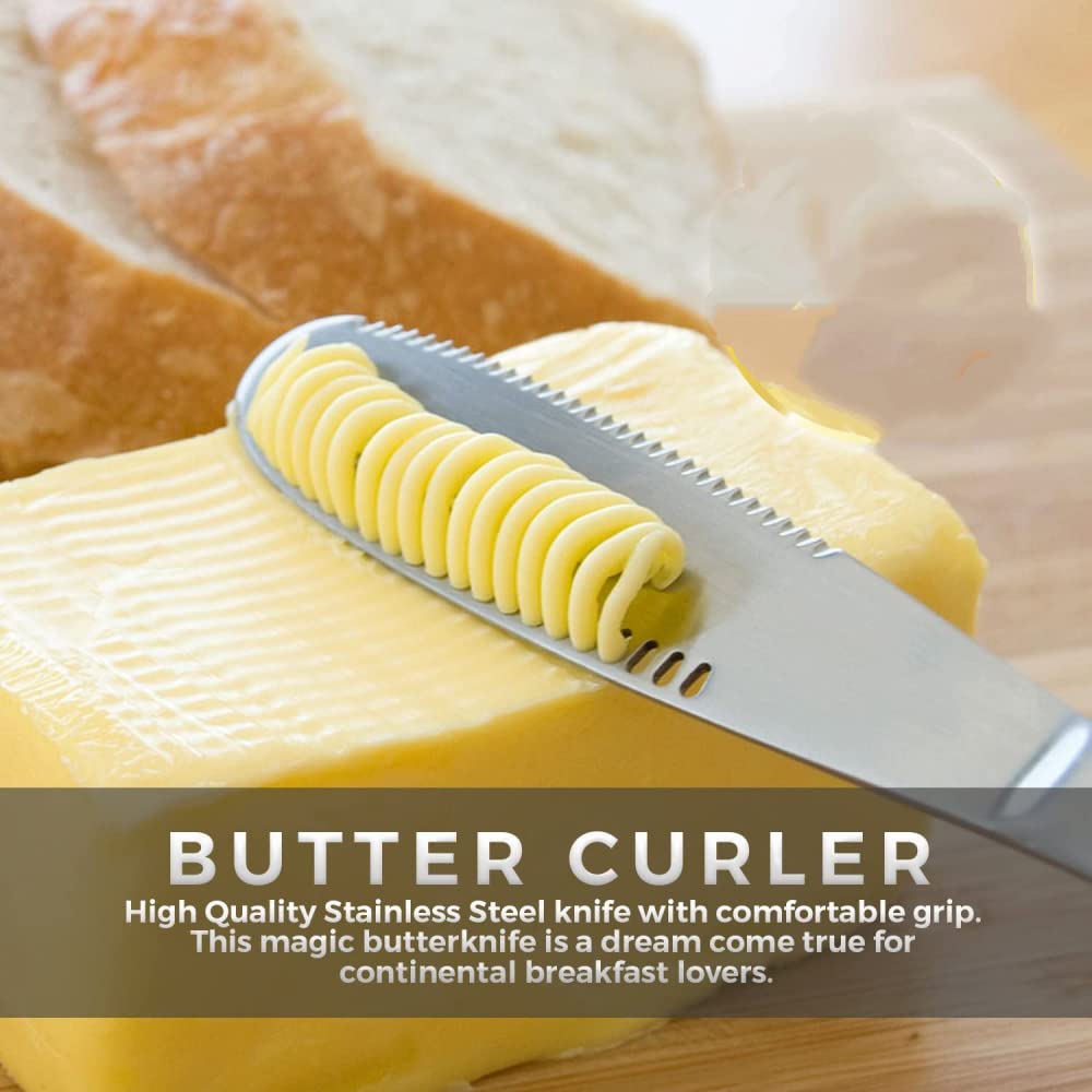 JDF Edelstahl Butterspachtel, Messer - 3 in 1 Küchenhelfer Käse-Buttermesser mit Loch Buttermesser Brotmarmeladenmesser Käse-Buttermesser (1)