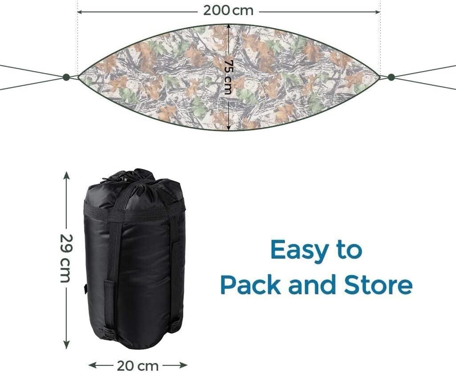 Amaca da campeggio portatile ultraleggera 200x75cm