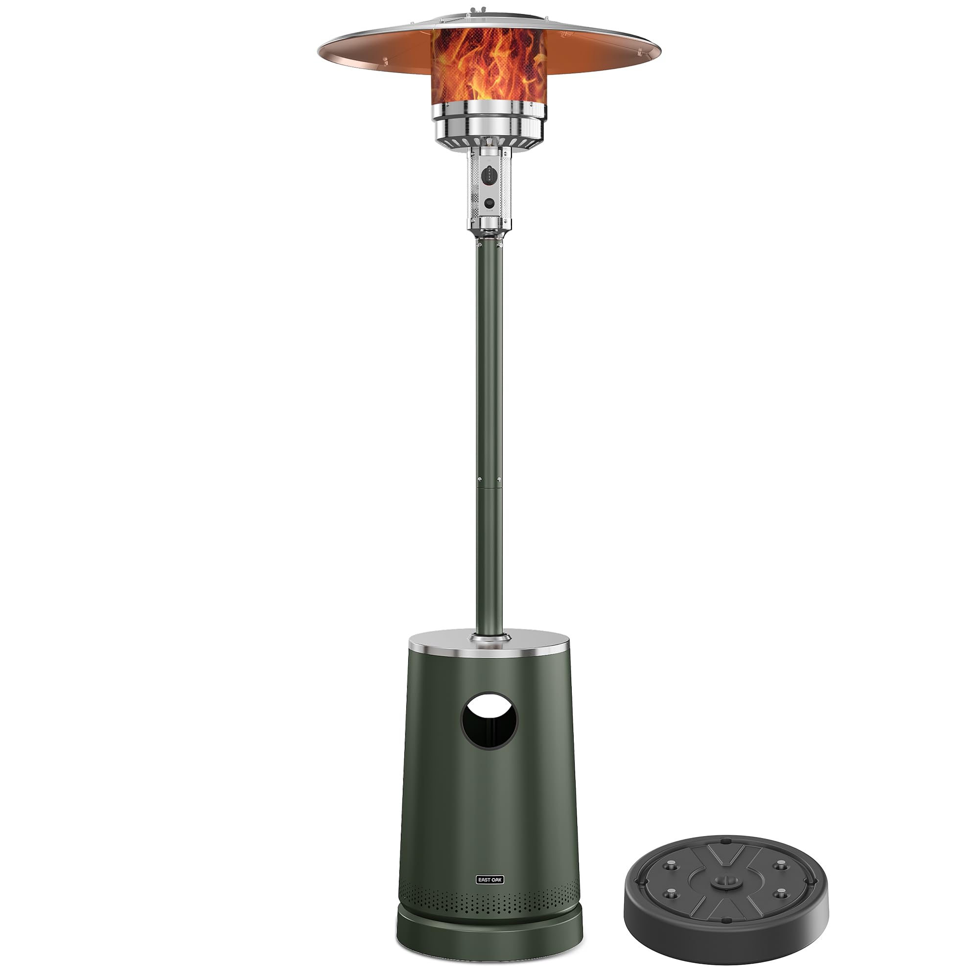 EAST OAK 50,000 BTU Patio Heater with Sand Box, Table Design, Double-Layer Stainless Steel Burner, Wheels, Triple Protection System, Outdoor Heater for Home and Residential, Rain Forest
