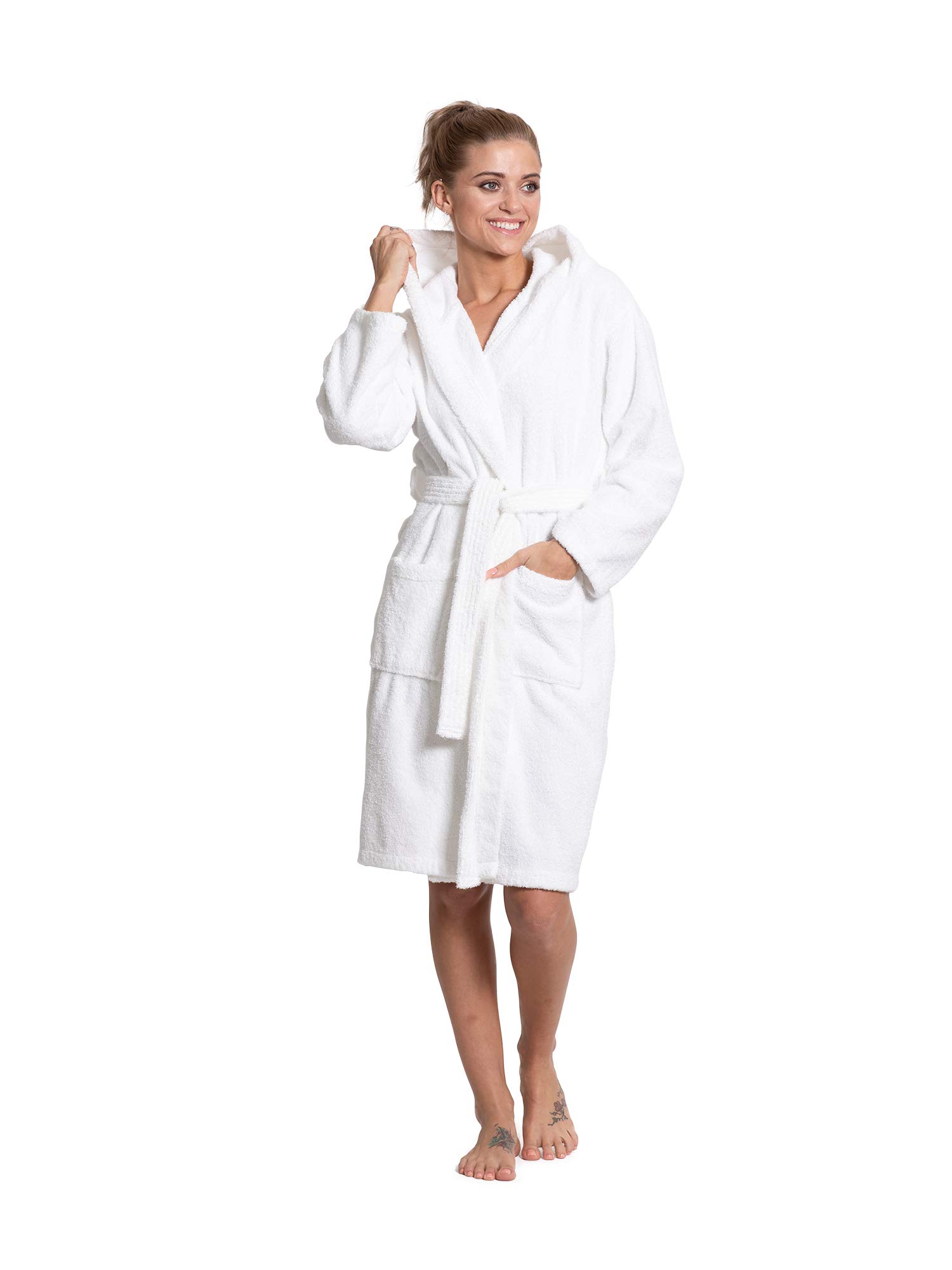 Turkuoise Women's Turkish Cotton Hooded Robe
