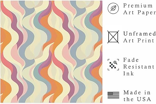 Miniatura 2 de Ethan Taylor Abstract Wall Art Prints Unframed Square Posters 'Retro 70s Hippie Groovy Pattern I' Retro Home Décor for Living Room, Bedroom, Office,