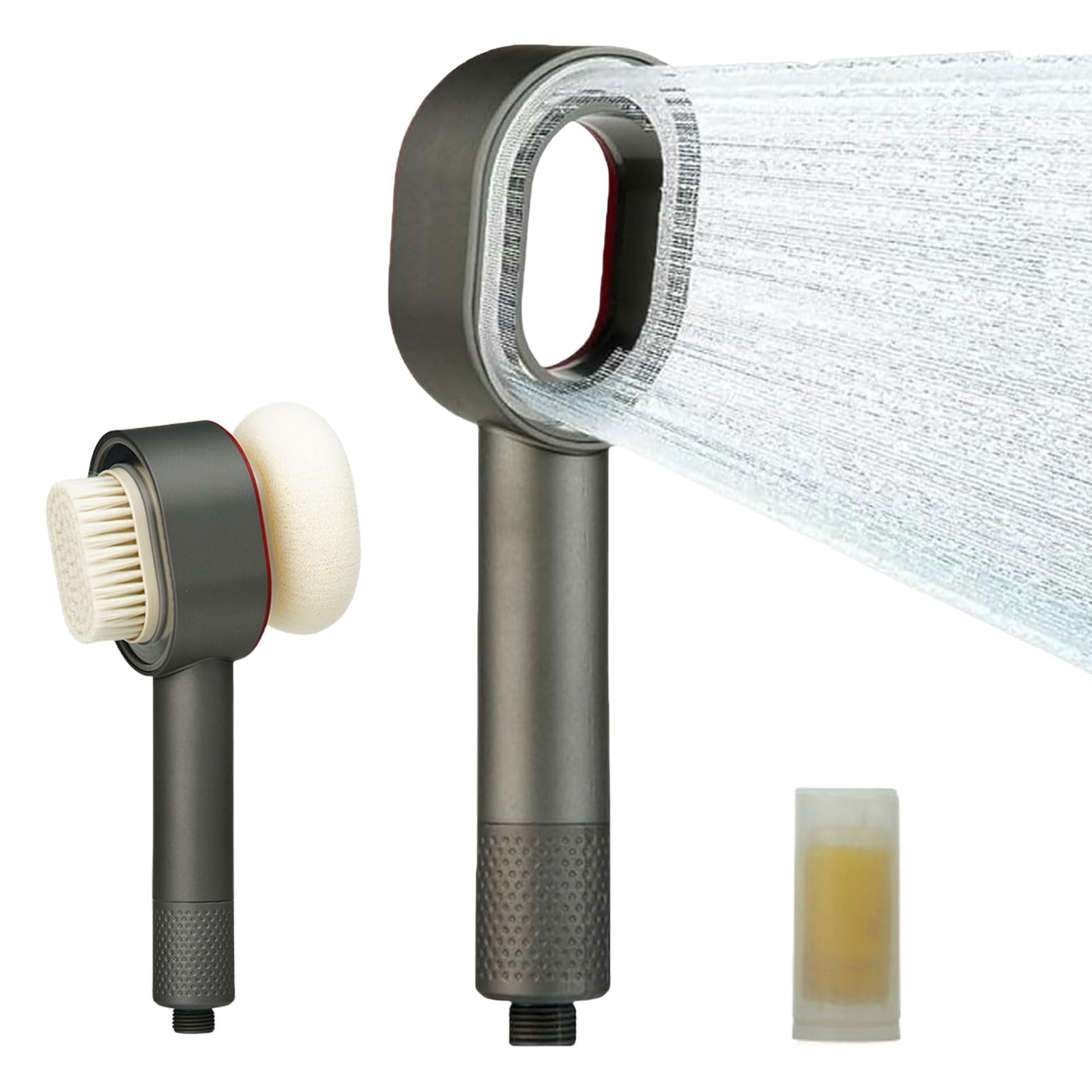 Filtersonic - Cabezal de ducha 3 en 1 con filtros, alta presión, filtro contra la cal, aumento de presión, filtro de cabezal de ducha con esponja para eliminar el agua dura, metal pesado (gris)