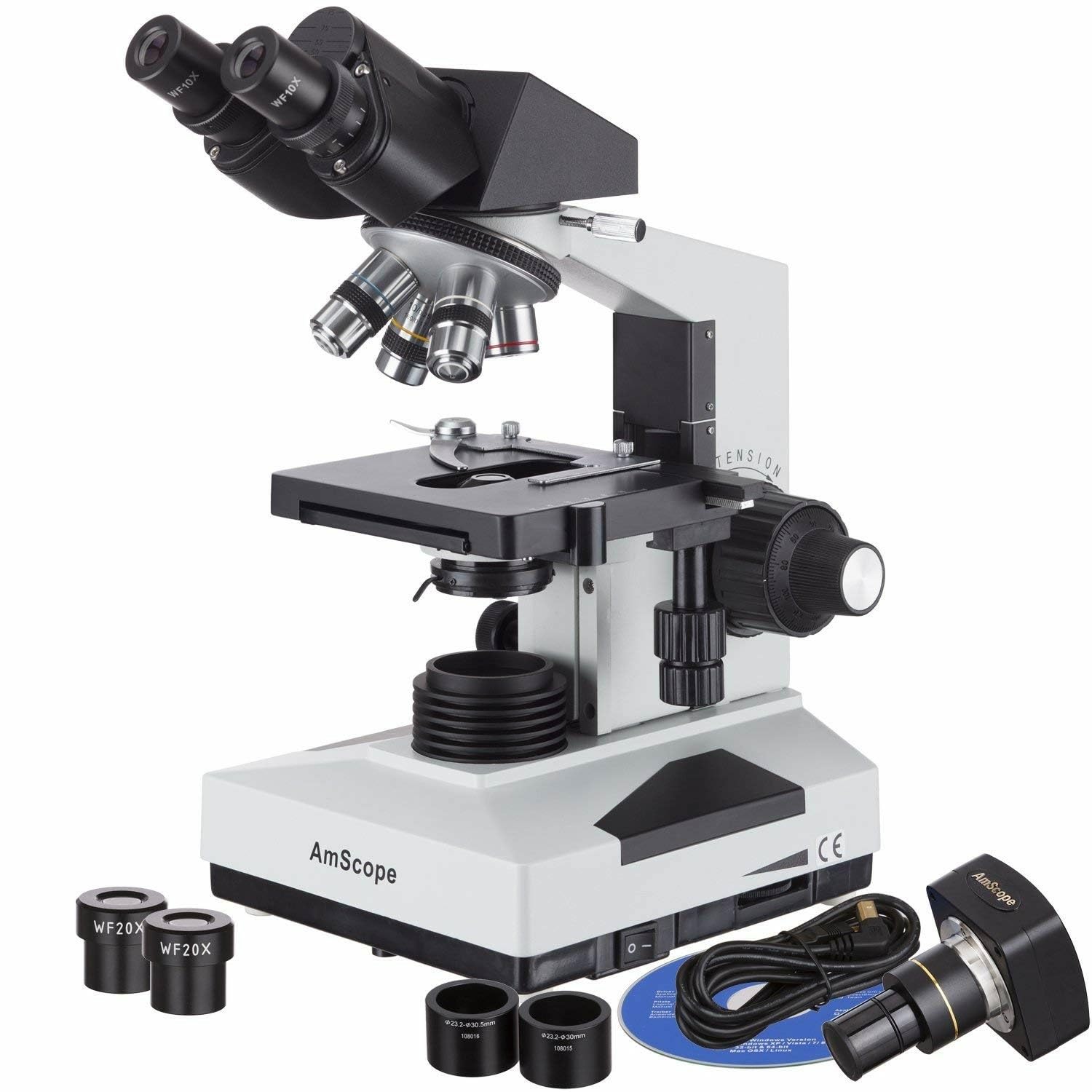 AmScope B490B-5M Student Binocular Microscope, 5MP Camera