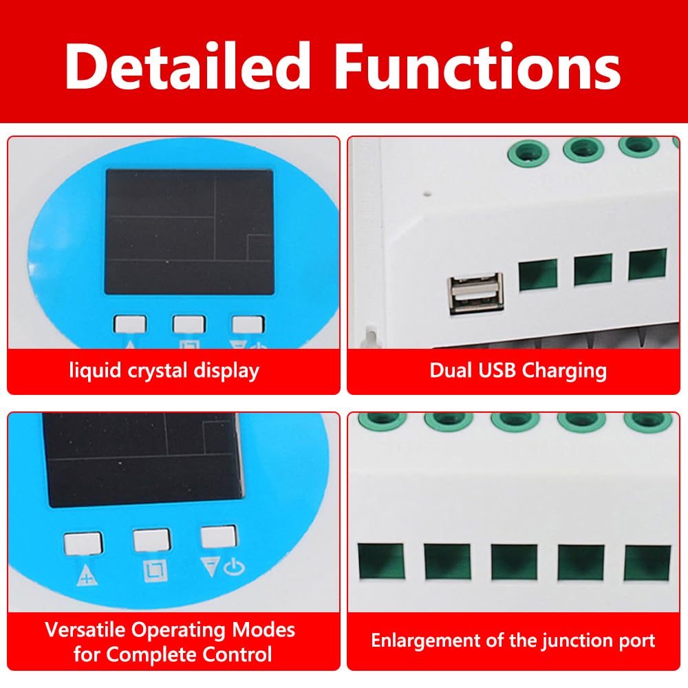 Controlador de carga solar MPPT 150 A 12 V 24 V 36 V 48 V Pantalla LCD Regulador inteligente de la batería con doble salida USB para batería de litio