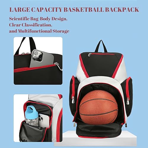 Miniatura 3 de COTVERSE Basketball Bag for Boys, Custom Basketball Backpack Soccer Bag for School Boys, Personalized Name Number Bags