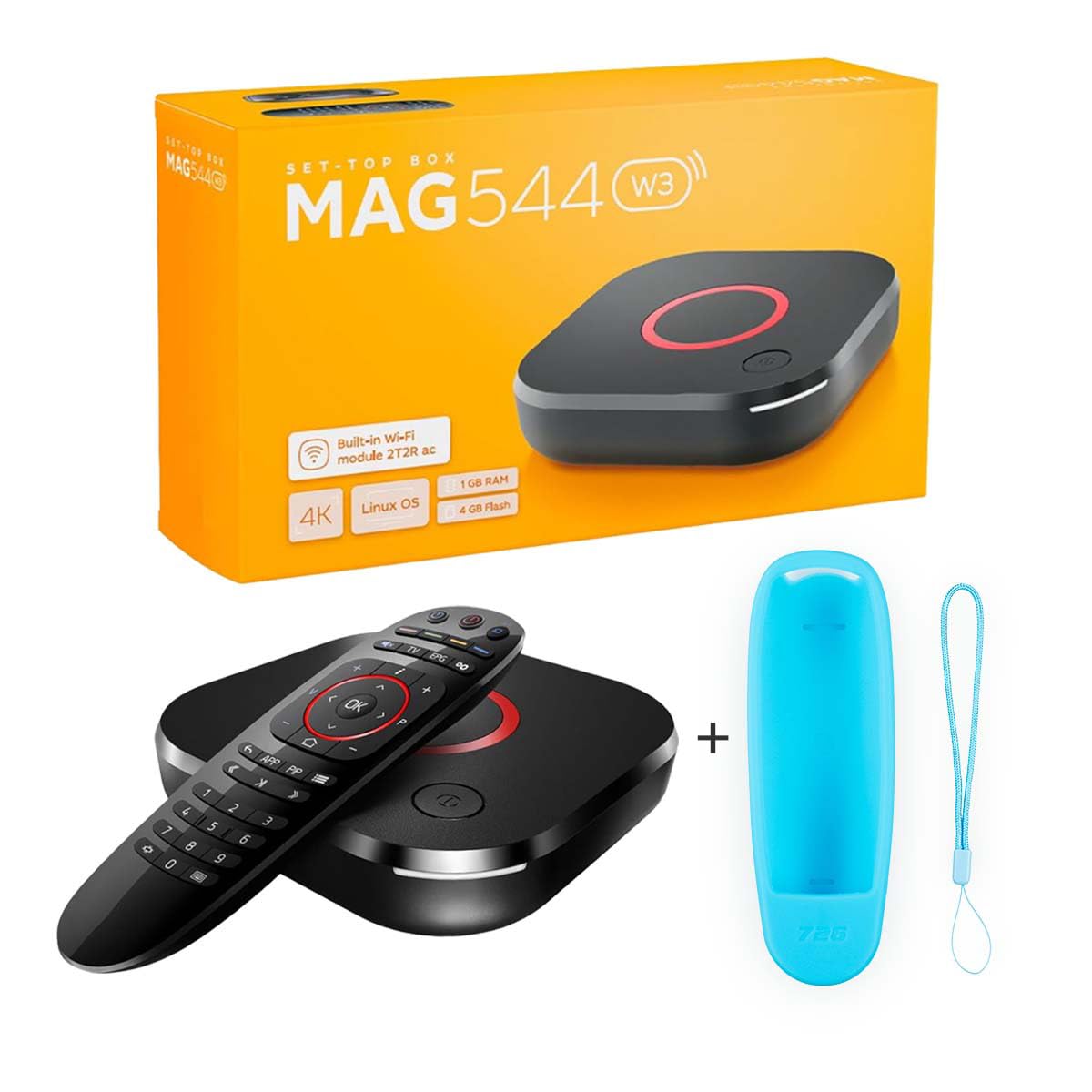 MAG544W3 Linux TV Set-Top Box 4K HDR Streaming Media Player, 4K and HEVC Support,Dolby Digital Plus, Built-in Wi-Fi 5G, 1GB DDR4 RAM, 4GB Flash Memory Bonus Silicone Case - 2