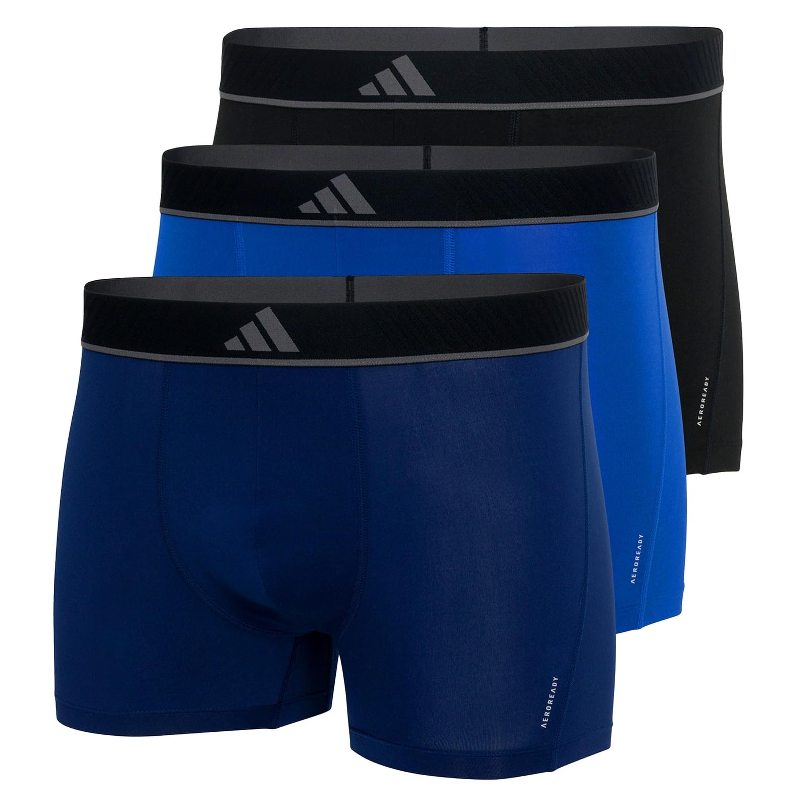 adidas 3er Pack Herren Trunk Boxershorts Unterhosen Active Micro Flex Eco, Farbe:Mehrfarbig, Artikel:-901 Assorted (Black/Navy/Blue), Größe:L