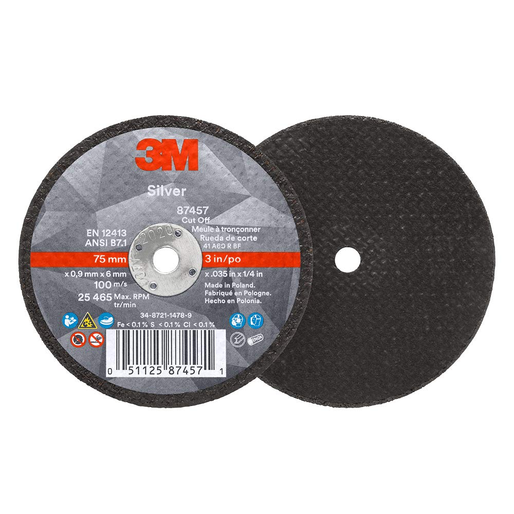 3M Silver Cut-Off Wheel, 87457, T1, 3 in x .035 in x 1/4 in