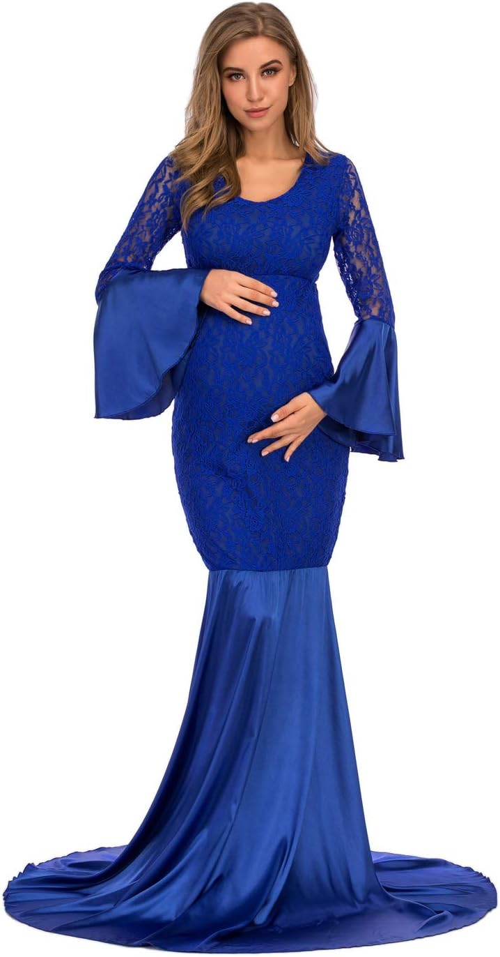 Off Shoulder Lace Mermaid Maxi Gown For Maternity Photoshoot Gorgeous  Off-Shoulder Maternity Gown  Lace Mermaid Dress For Photos & Special  Occasions Long Sleeve Maternity Dress
