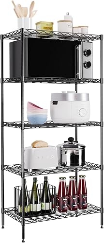 PayLessHere Estante de metal para estante de alambre, certificado NSF, estante ajustable de 5 niveles, solución de almacenamiento versátil,
