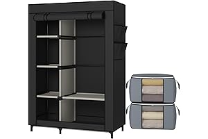 Guarda Ropa Closet, Portable Wardrobe with 6 Shelves and Hanging Rod for Bedroom