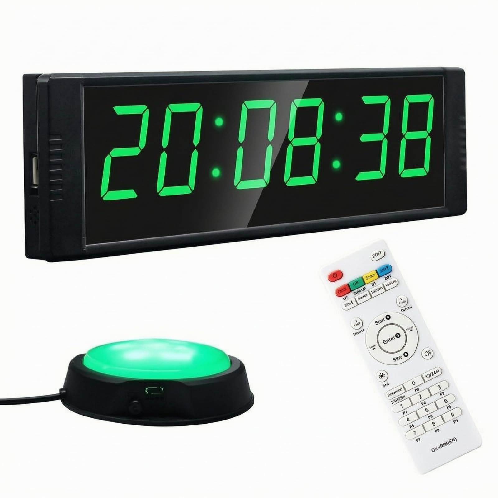 predolo Cronometro con Telecomando Digitale, Verde插电款【配手拍按钮】, Sportivo | Timer da Palestra con Telecomando, Multifunzione, per Casa, Sportivi