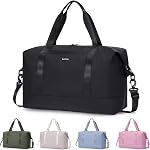 ECOHUB Sac de voyage Duffel Sac à bagages pour avions Sac de nuit léger pour les femmes Sac d'hôpital pour hommes avec manches de chariot 30L rose