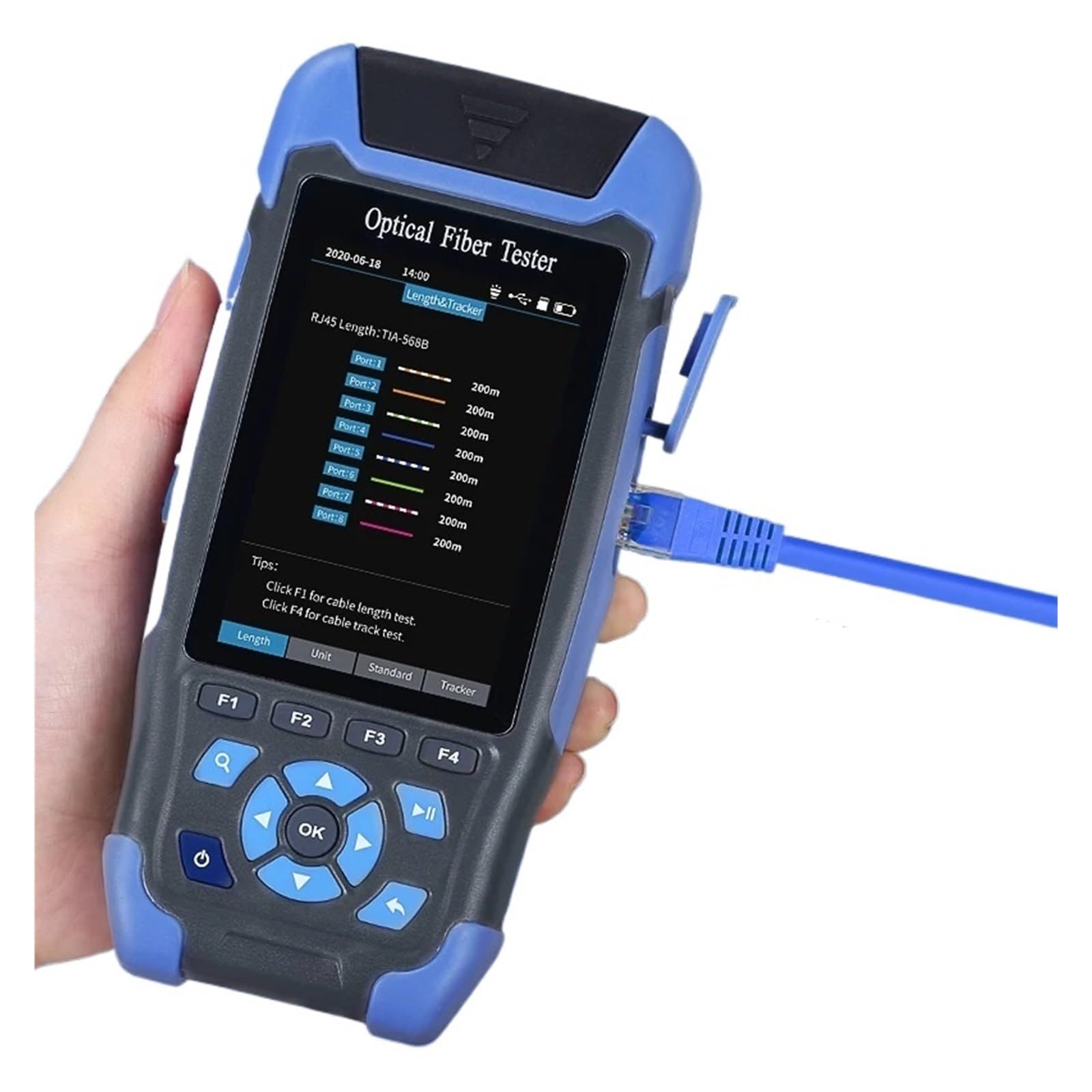 otdr OTDR Fiber Optic Reflectometer with 9 Functions VFL OLS OPM Event Map 24dB for 64km Cable Ethernet Tester(APC)