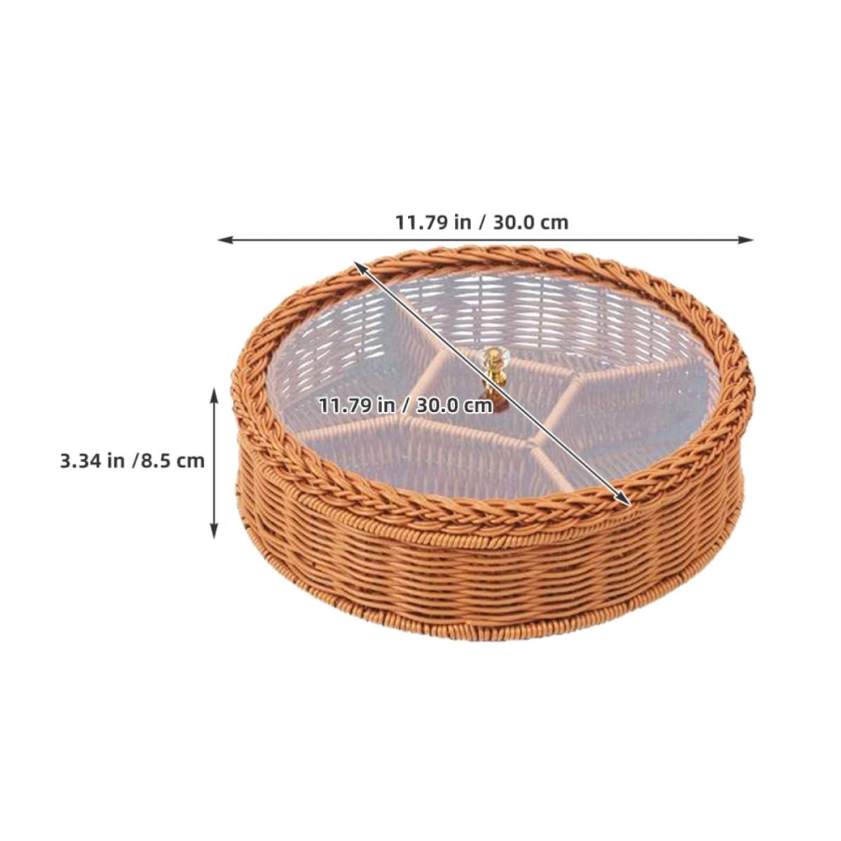 Plateau Compartimenté en Plastique Marron avec 5 Compartiments pour Fruits Secs et Noix, Plateau de Service Polyvalent pour Bureau et Chambre