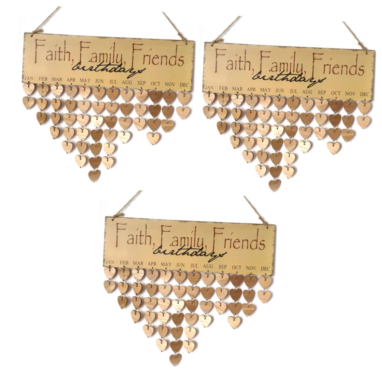 PRETYZOOM Calendario De Tablero De Madera De 3 Piezas Calendarios Personalizados Un Aniversario Fe Familia Amigos Decoración Calendario DIY Decorar Recuerdo Conmemorativo Decoración Rubor