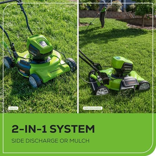 Greenworks 40V 19" Brushless (Push) Cordless Lawn Mower, 4.0Ah Battery and Charger - Thumbnail 5