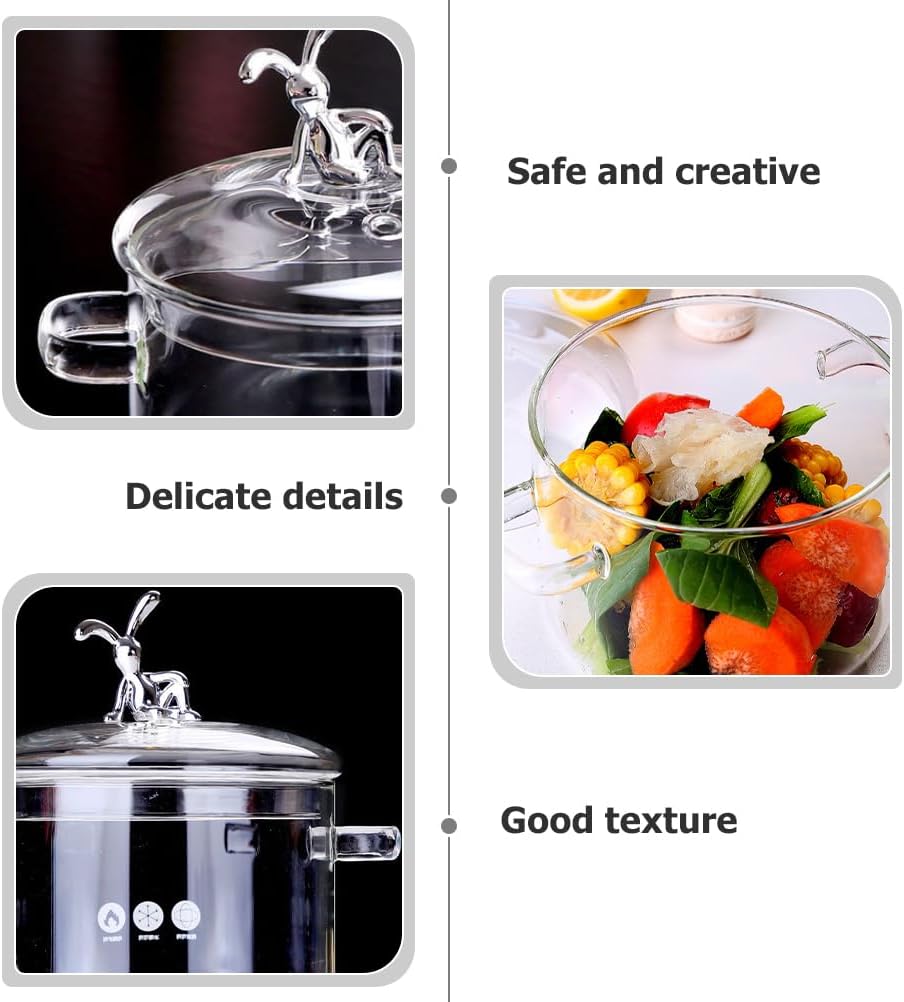 HANABASS Braised Kitchen Cookware Clear Glass Pot With Lid Glass Saucepan Glass Stovetop Pot Pot For Cooking On Stove High Borosilicate Glass Material, 15X18.5CM, As Shown3