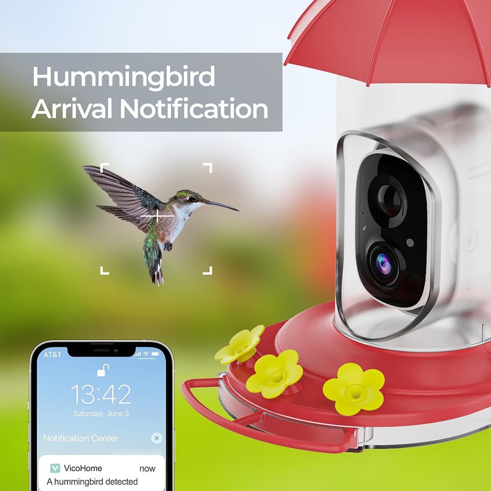 Alimentatore intelligente per colibrì con telecamera senza fili all'aperto mangiatoia per uccelli con fossato di formica