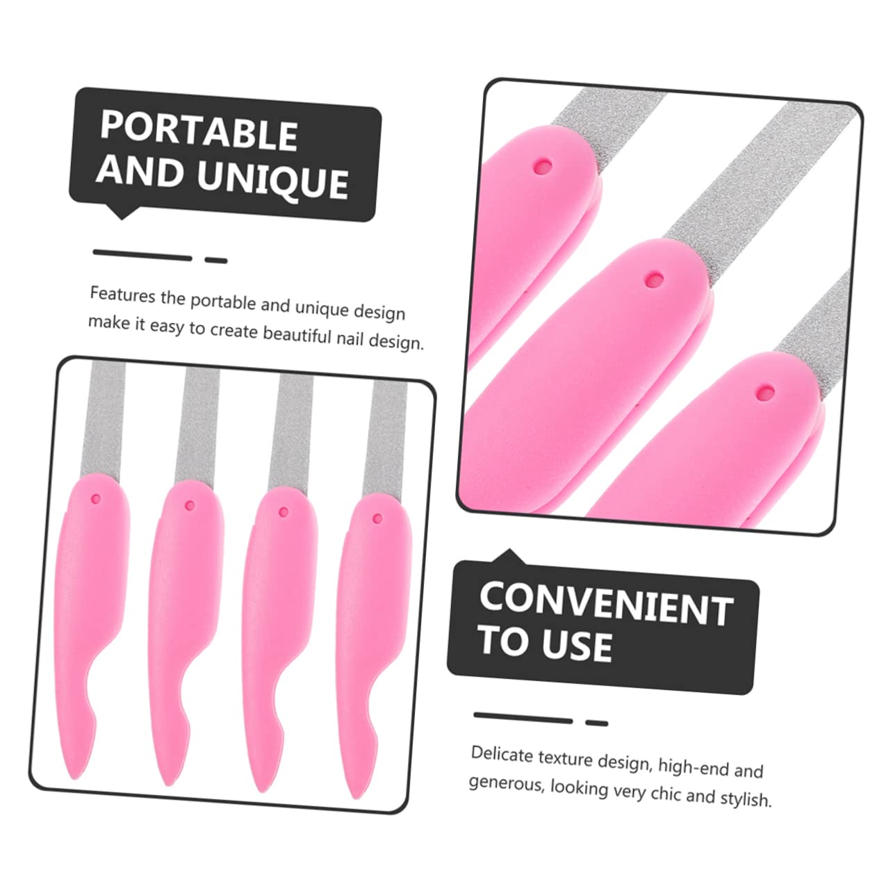 Lima per Unghie Pieghevole Mini 8 Pezzi Rosa in Abs e Metallo | Manicure Domestica e Salone, Design Delicato e Portatile, Levigatura Semplice