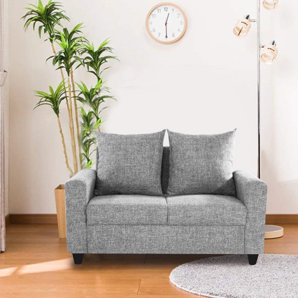 FURNY Juan 2 Seater Fabric Sofa Set (Light Grey)