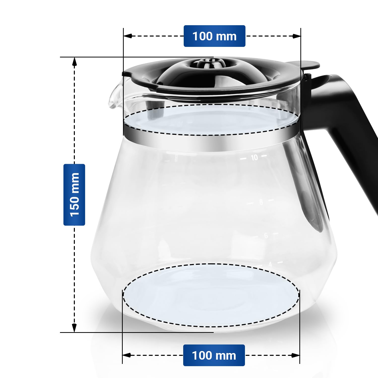 VIOKS Glas Kaffeekanne Kaffeemaschine Ersatz für SEB FS-1000050956 | Glaskaffeekessel Coffee Teekessel Glas, ersetzt FS-1000050584, für WMF Lumero Aroma BUENO, Kaffeeliebhaber