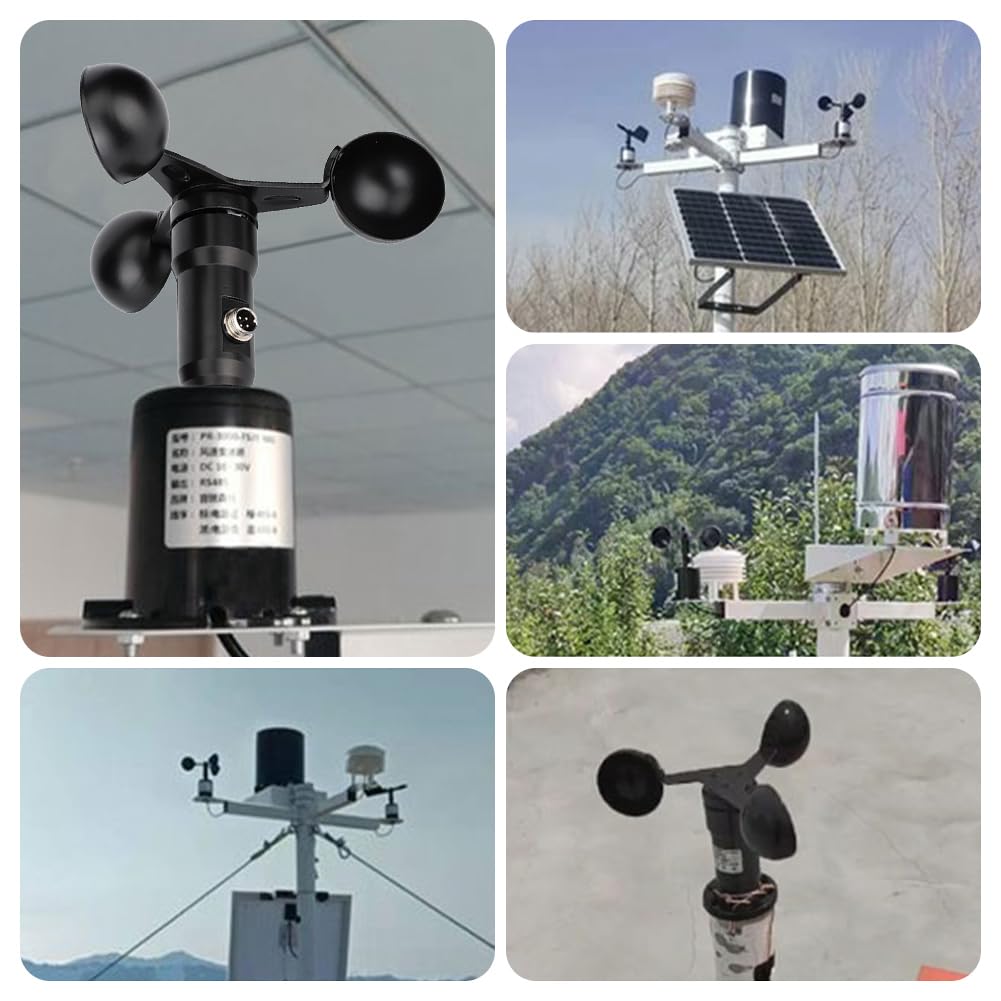 Anemómetro, Dc 12-24V Salida de Señal Sensor de Velocidad del Viento Anemómetro de Aleación de Aluminio para Invernadero, Estación Meteorológica, Muelle, Granja