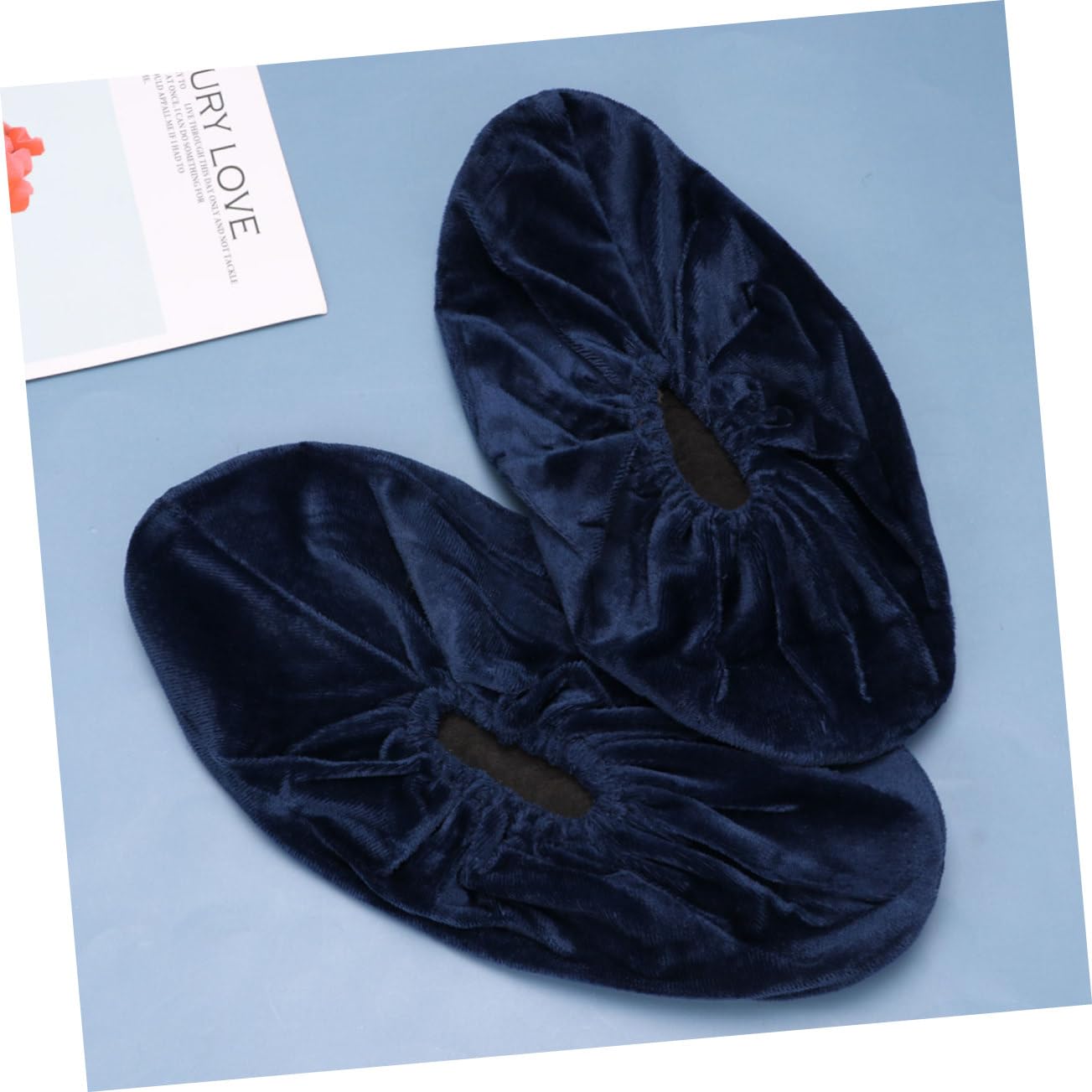 MUCKLILY Machine Washable Reusable Flannelette Shoe Cover for Rain 5 Pairs Dark Blue Waterproof Sturdy