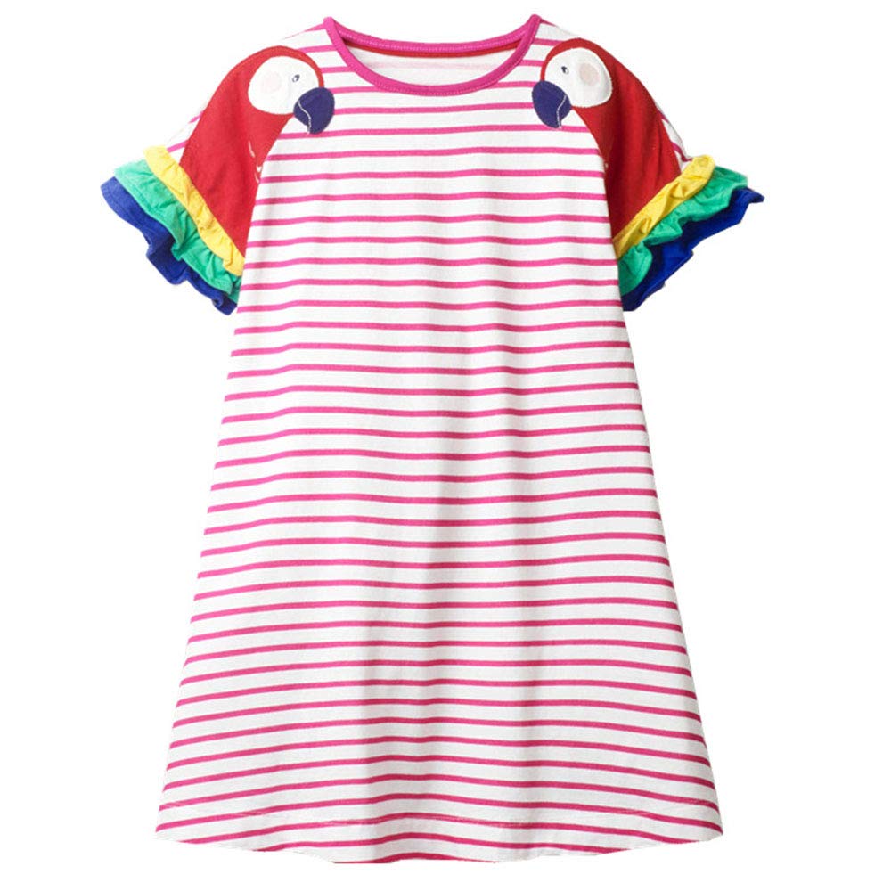 Mädchen Sommerkleid Schmetterling Druck Kurzarm Baumwolle Bl