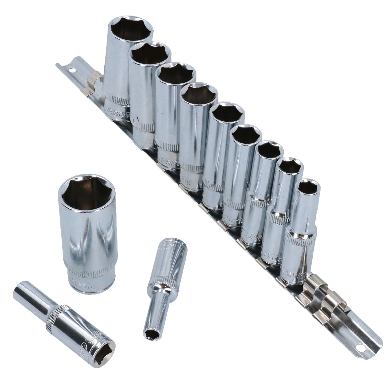 Steckschlüssel-Set 12-teilig – SAE/Imperial, 1/4" Bis 7/8", 3/8" Antrieb, Tiefe Ausführung