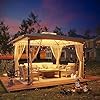 LATTOY Metal Patio Gazebo 10'x12' Waterproof Canopy Shelter with Double Roof and Steel Frame pergola Instant Shade Canopy Tent with Mosquito Nettings for Patio,Garden,Yard