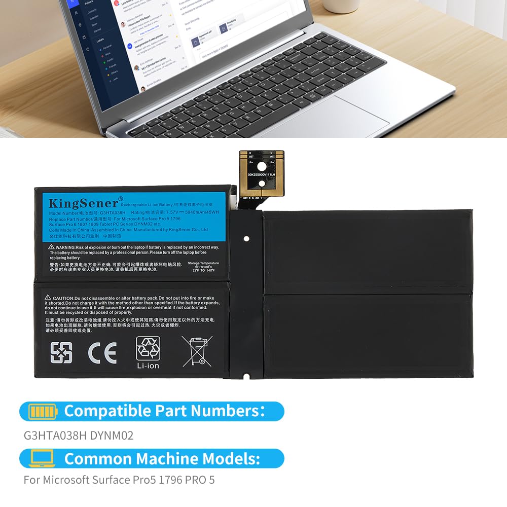 Akku passend für Microsoft Surface Pro 5, Surface Pro 5 1796, G3HTA038H