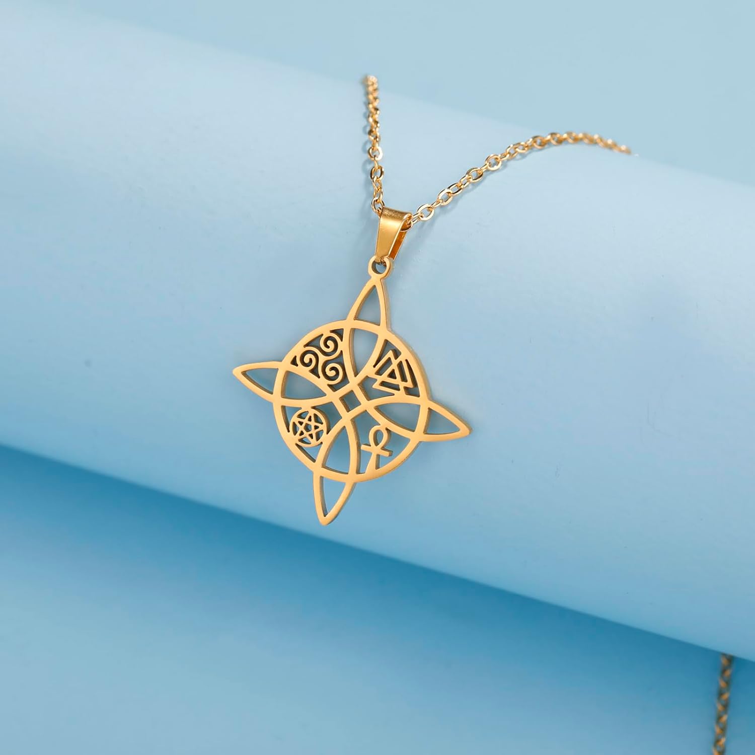 VASSAGO Witches Knot Necklace Stainless Steel Celtic Knot Pendant with Triquetra Trinity Nudo De Bruja Pagan Witch Jewelry Good Luck Gift - Image 2