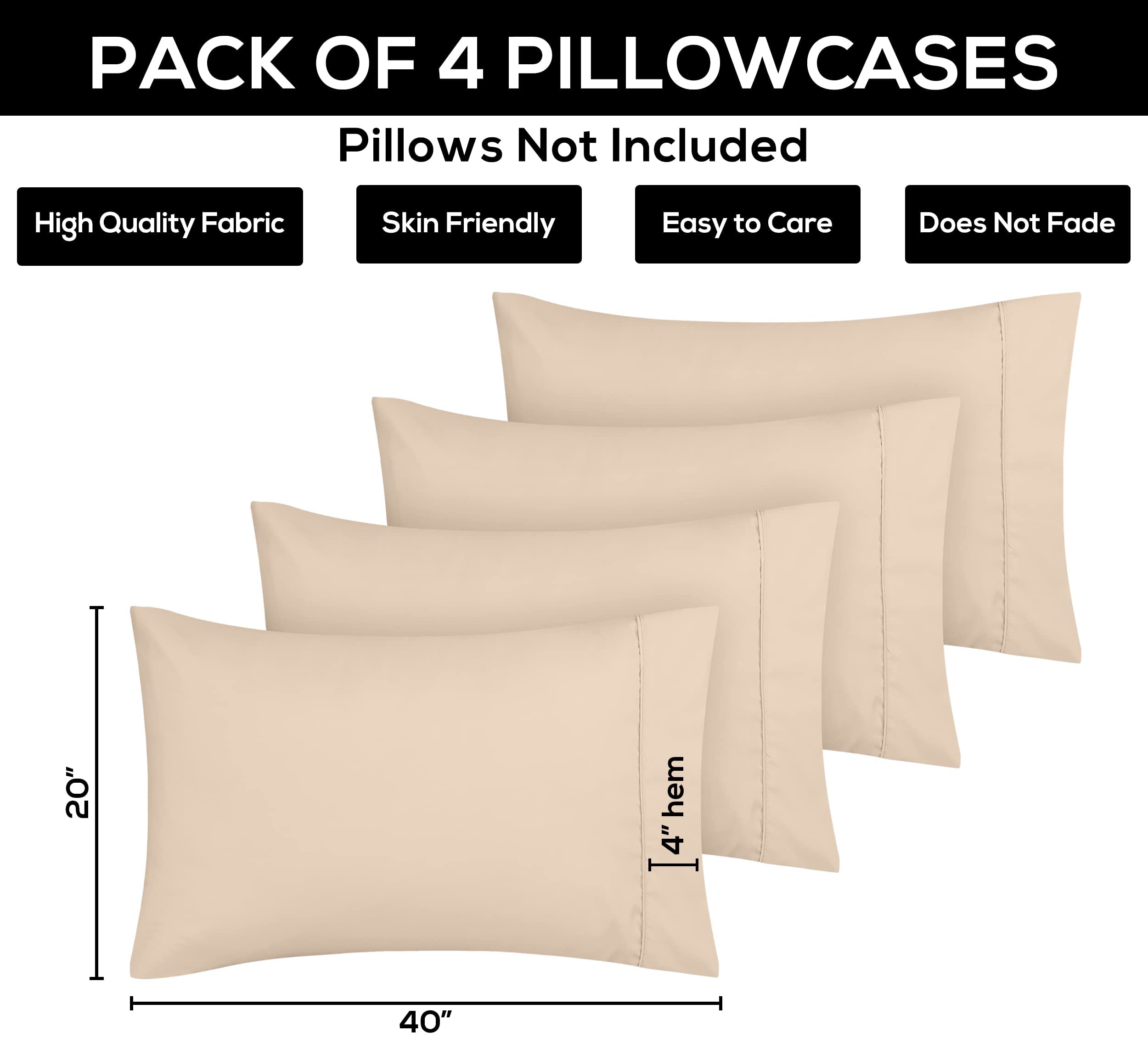 Utopia Bedding King Pillow Cases, 4 Pack, Envelope Closure, Soft Brushed Microfiber Fabric - Image 3
