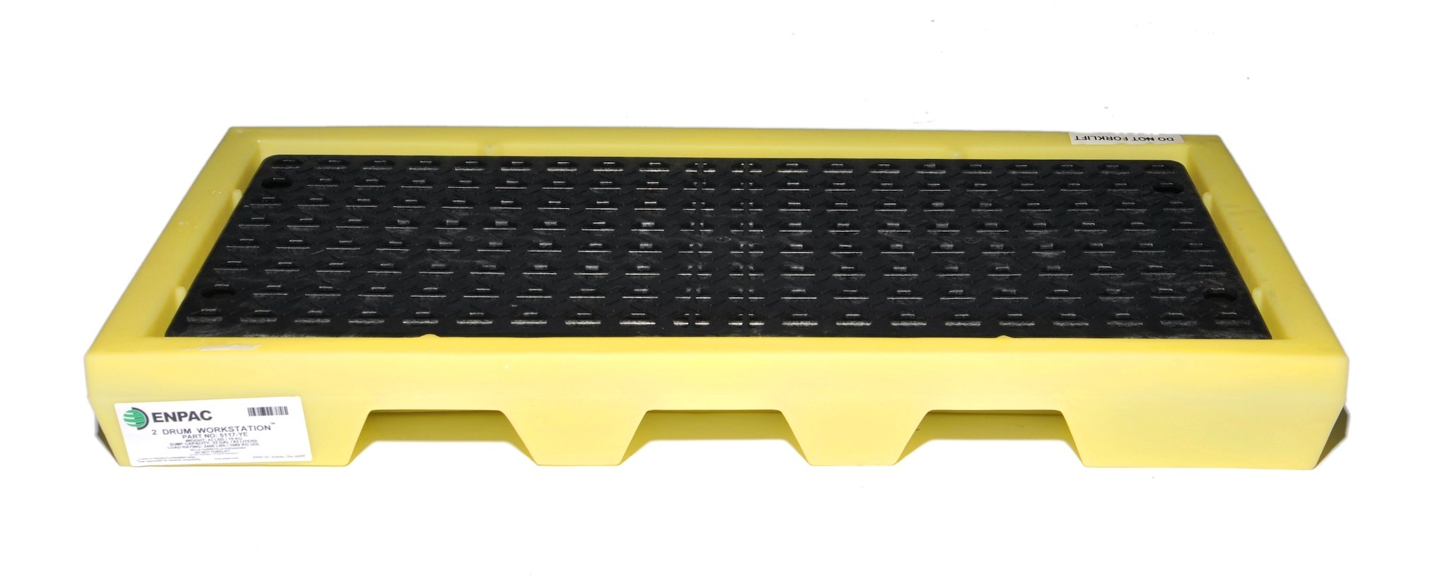 Enpac 5117-YE Polyethylene 2 Drum Workstation, 22 Gallons Spill Capacity, 53